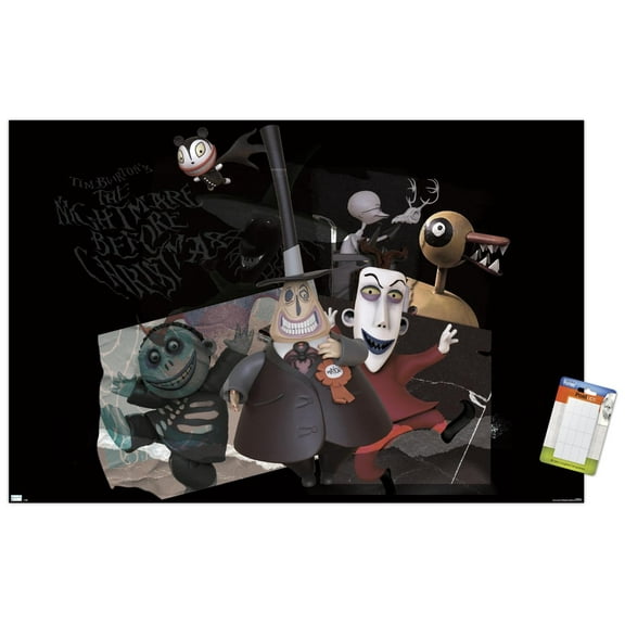 Disney Tim Burton's The Nightmare Before Christmas - Distorted Group Wall Poster, 22.375" x 34"
