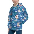 thumbnail image 2 of Fotbe Watercolor Ships Pattern Youth Pullover Hooded Sweatshirt, Boys Hoodie, Kangaroo Pocket Hoodie for Kids Girls -Medium, 2 of 6