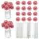 thumbnail image 1 of Uxcell Flores de Bola de Crisantemo Artificial, Ramos de Seda de Hortensia Falsos para el Hogar/Boda Rosa Oscuro 30 Pack, 1 of 7