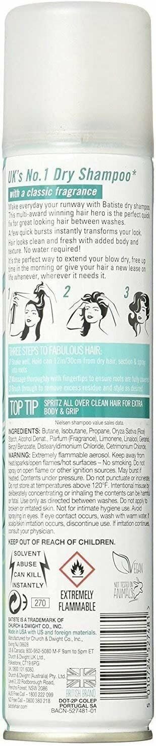 Batiste Dry Shampoo Original Clean & Classic 3.81 Oz - 2 Pack