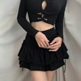 thumbnail image 3 of FEOYA Black Punk Skirt Women Gothic Skirt High Waist Plaid Pleated Mini Goth Skirt A-Lined Steampunk Short Skirt Sexy Slim Summer Y2k Skirt, 3 of 6