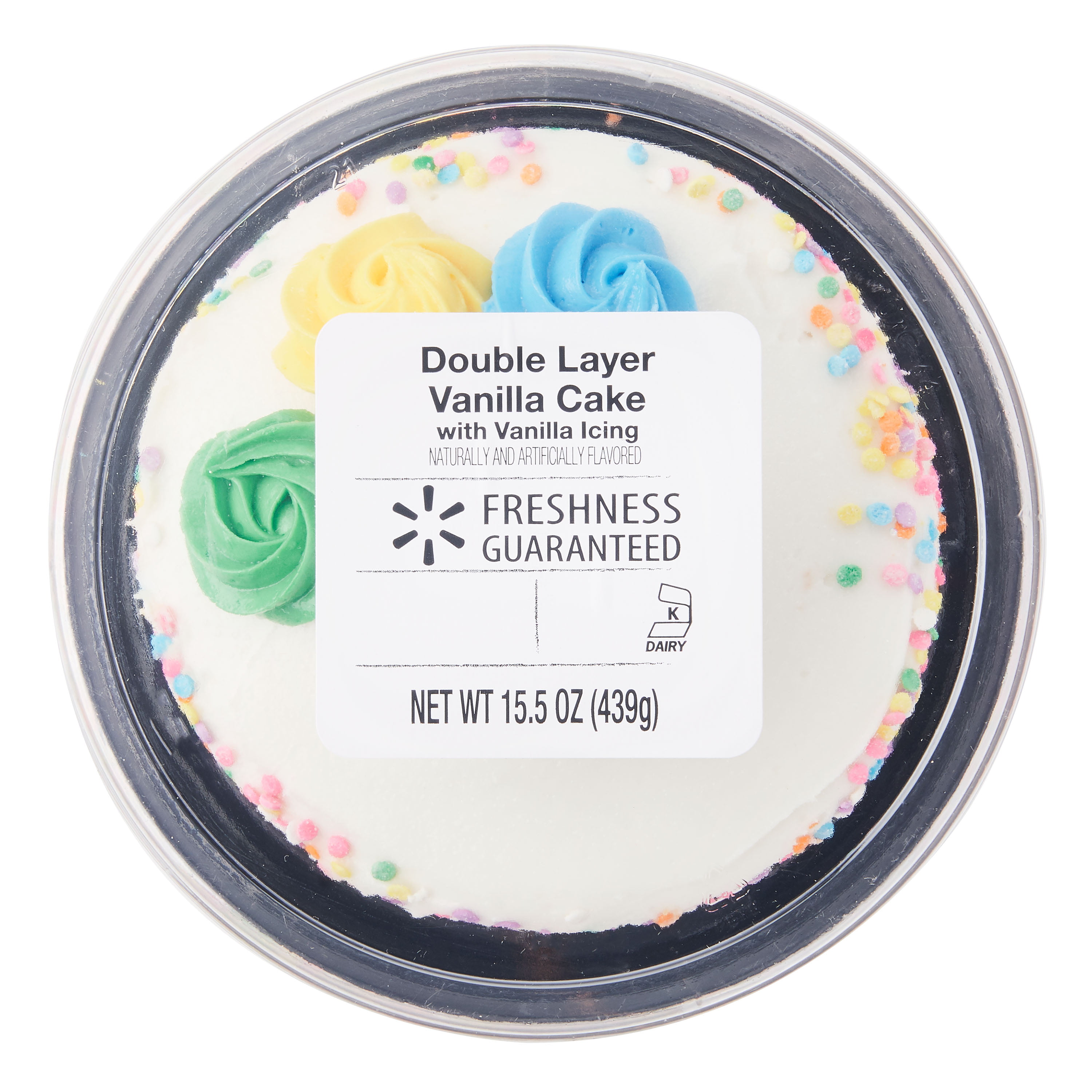 Freshness Guaranteed Double Layer Vanilla Cake 15 5 Oz 5 Inch Walmart Com Walmart Com