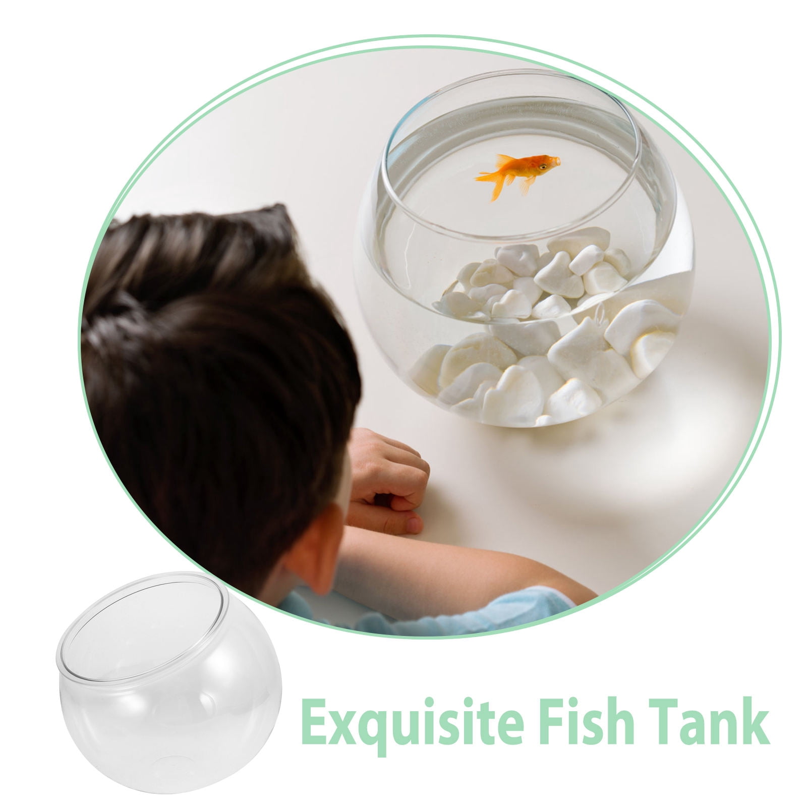 Tineasur Small Clear Plastic Fish Bowl Aquarium for Desk, Office, Home Decor - Compact and Stylish Mini Aquarium