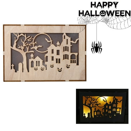 

Halloween Decorations Clearance! Loopsun Halloween Decorations Outdoor Vintage Halloween Decor LED Hollow Wooden Light Pendants Home Ornaments for Halloween Home Party House Supplies