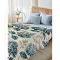 thumbnail image 5 of King Flat Sheet Only Classic Navy Blue Hydrangea Soft Microfiber Cooling Bedding Sheets Floral on Retro Background Flat Bed Sheet for Hotel,Home Decor, 5 of 9