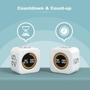 KADAMS Pomodoro Visual Timer Cube, 5,10,25,50 Minute Countdown Timer, Pomodoro Timer with Mute & Ring Alert For Productivity, Home, Kitchen, School, Office & Focus,ADHD gifts, White