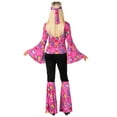 thumbnail image 3 of Morph Womens 1970s Pink Hippie Flares Costume Ladies Disco Fancy Dress Cocktail Pink S, 3 of 6