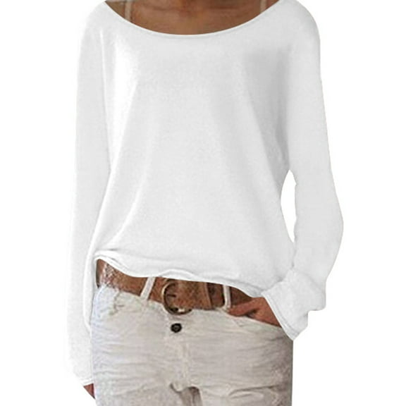 Women's Solid Color Knit T Shirt Top Long Sleeve Basic Layering Shirts For Women Women T Shirt Long Sleeve Shirts Women Casual Women's Athletic Tops Ladies Tees And Tops Womens Oversized Tee Womens T