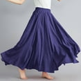 thumbnail image 3 of Plus Size Skirts for Women Solid Color Elastic Waist Maxi Skirt Linen Flowy Long Skirt Solid Color Summer Skirts Holiday Costume Going Out, 3 of 5