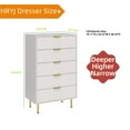 thumbnail image 3 of White Wooden Bedroom Tall 5 Drawer Dresser,Fluted Chest of Drawers Dresser for Bedrooms Closet, 3 of 6