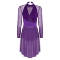 thumbnail image 4 of Alvivi Women's Lyrical Dance Dress Rhinestone Long Sleeve Skirted Leotard Figure Ice Skating Dancewear Purple XXL, 4 of 7