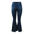thumbnail image 7 of Daznico Womens Casual Classical Blue High Waist Ripped Flare Jeans Denim Trousers,Tummy Control Bootcut Jeans-Dark Blue-S, 7 of 7