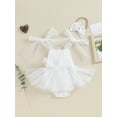 thumbnail image 2 of Bagilaanoe Newborn Baby Girl Rompers Dress Sleeveless Bodysuit + Headband 3M 6M 12M 18M Infant Tulle Patchwork A-line Dresses, 2 of 9
