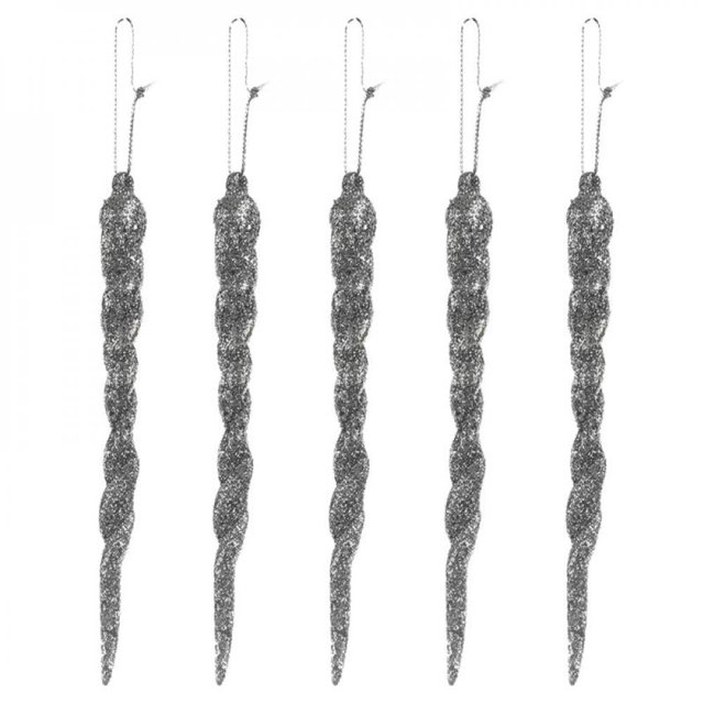 Liquidación de Black Friday! Sonbest - Adornos de carámbanos para colgar transparentes para árbol navideño o decoración de boda de 6/8 pulgadas, decoración de fiesta de invierno DIY, plata Speravity SH1104-171