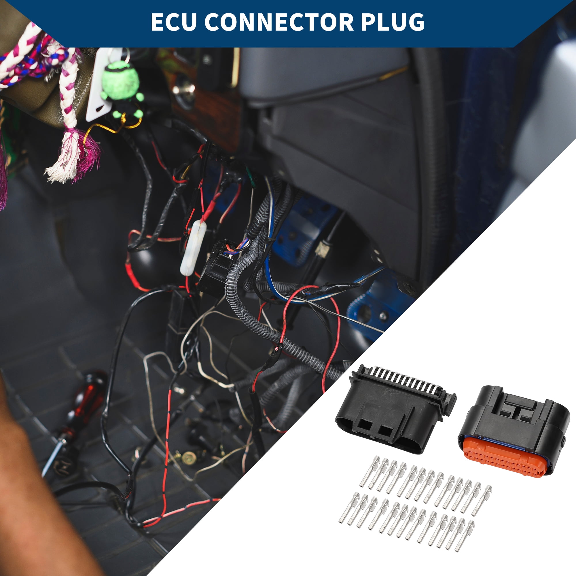 Unique Bargains Connector Plug Plastic 26 Pin Male Female Terminal Connector for Honda ECU