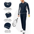 thumbnail image 4 of Men's 2Pc V Neck Tracksuit, 4 Way Stretch Reflective for Gym Running Navy Light Gray M, 4 of 8