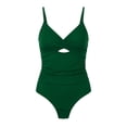 thumbnail image 4 of CHGBMOK Womens One Piece Swimsuits Tummy Control Front Cross Cutout Bathing Suits Ruched Slimming V Neck Swimwear, 4 of 6