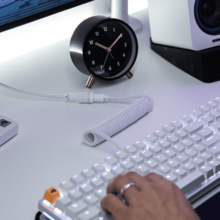 Glorious - Coiled USB-C Artisan Braided Keyboard Cable for Mechanical Gaming Keyboards - Ghost White