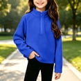 thumbnail image 7 of ATOGUTA Girls Turtleneck Sweatshirt Blue Kids Long Sleeve Half Zip Fleece Sweatshirts Casual Fashion Spring Fall Clothes Size 5T-15, 7 of 7