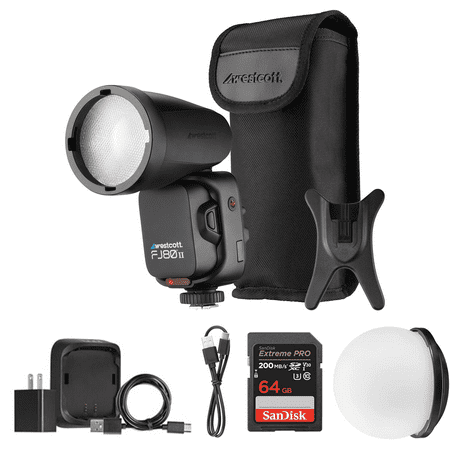 Westcott FJ80 II M Universal Touchscreen 80Ws Speedlight with Multi-Brand TTL Compatibility | FJ80 Magnetic Diffusion Dome Lighting Accessories  64GB Extreme PRO UHS-I SDXC Memory Card Bundle
