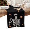thumbnail image 2 of Table Runner Dresser Scarves 36 Inch Long, Halloween Funny Skull Skeleton Linen Dining Table Runners Spooky Pumpkin Ghost Face on Black Tabletop Scarf for Wedding Holiday Party Kitchen, 2 of 7