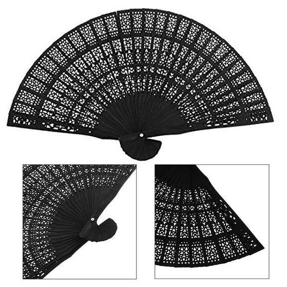 Openpig Elegant Hand Fan for Women - Foldable and Portable Handheld Fan - Vintage Black Silk Fan with Tassels Ideal for Dancing Home Decoration and Ladies Silk Hand Fan