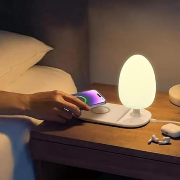 LDNIO Wireless Charging Bedside Lamp, Lamp, Dimmable Touch Control LED Desk Lamp, Wireless Charging Night Light, Ideal Gift, White