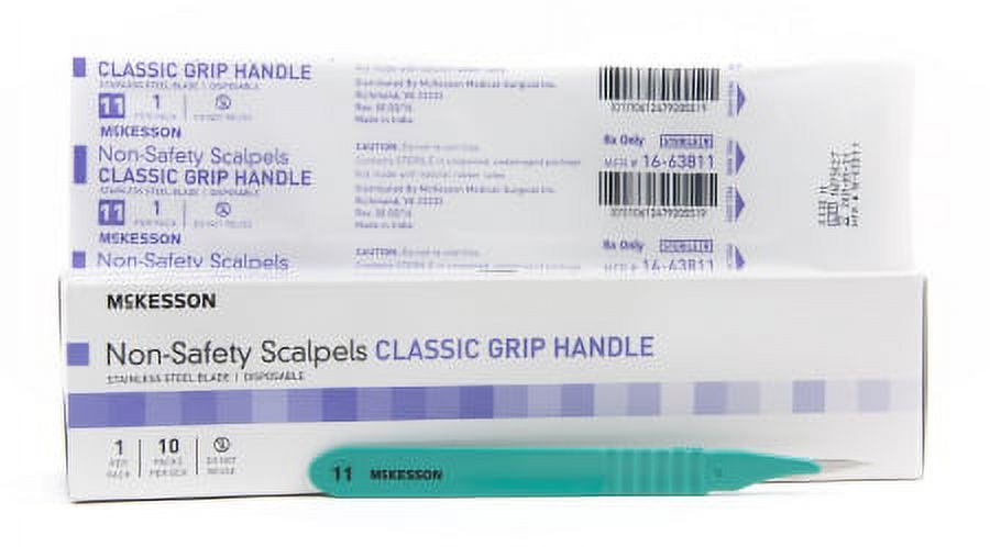 McKesson Scalpel NonSafety Size 11 Stainless Steel / Plastic Classic Grip Handle Sterile Disposable Case of 100