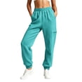 thumbnail image 2 of Sweat for Women Pants Ndbuld Fashion Women Casual High Waist Loose Pocket Straight Solid Long Pants Green XL, 2 of 7
