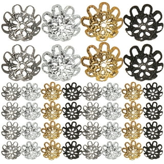 240pcs 8 Styles Stainless Steel Flower Bead Cap Bails End Charm Caps for  Jewelry DIY