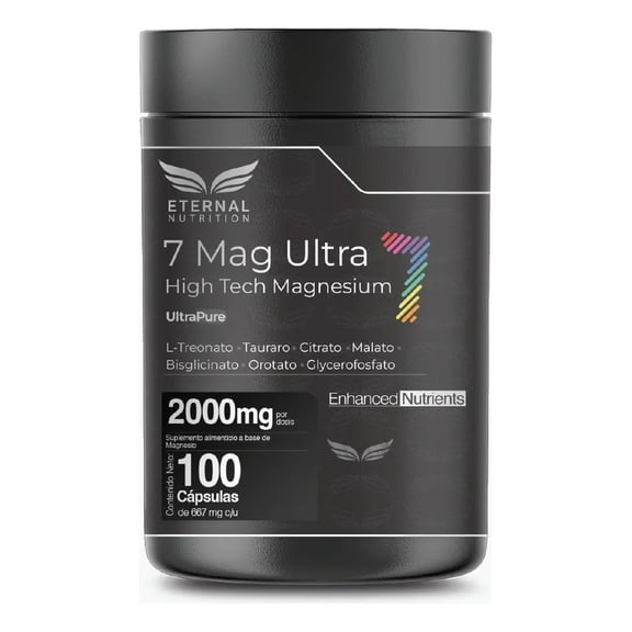 Seven Mag Ultra: Magnesio Complex 7 en 1 Eternal Nutrition 100 Cápsulas 2000 mg