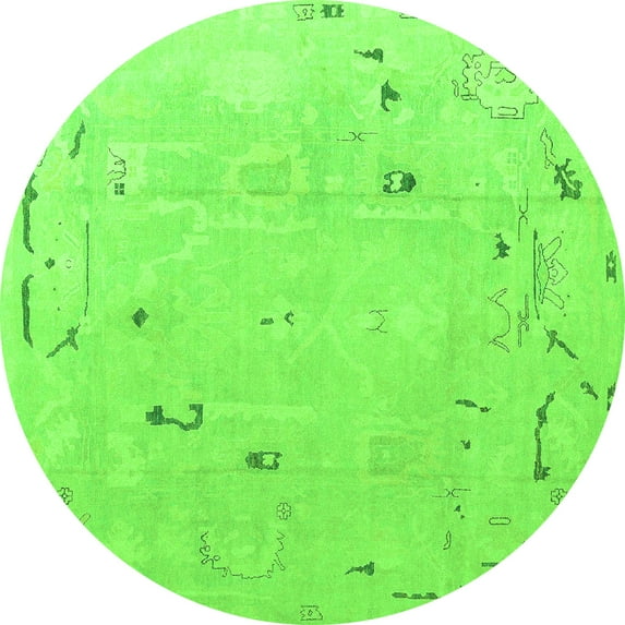 Ahgly Company Indoor Round Oriental Green Traditional Area Rugs, 3' Round