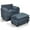 Blue, variant on Accent Chair with Ottoman, LEGAHOME 40" Wide Oversized Boucle Upholstered Lounge Chair, Comfy Reading Armchair with Backrest Cushion, Living Room Chair, Blue