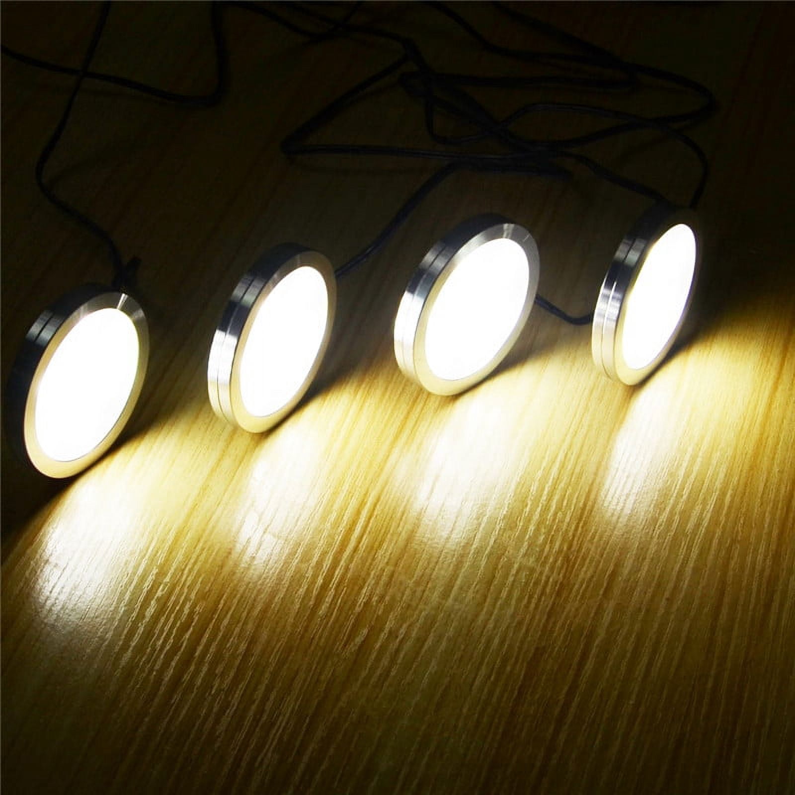 Under Cabinet LED Puck Lights - Slim Aluminum, 2W Hardwired, Round Shape, 30cm for Kitchen Counter Lighting(4 Pack)