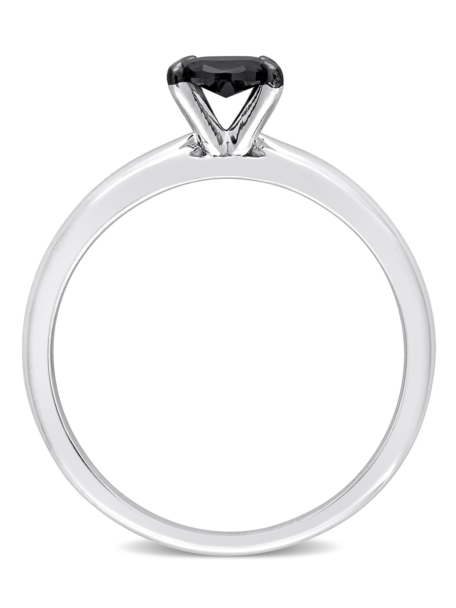 1/2 Carat T.W. Black Diamond 14kt White Gold Oval Solitaire Engagement Ring