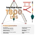 thumbnail image 6 of Rescue Tripod Support Stand, 98 ft Steel Cable Hoist Gear, 1800 lbs Load Bearing Alloy Bracket, Full Safety Outfit for Tunnel Underground Construction Operation, 6 of 8