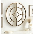 thumbnail image 6 of Kate and Laurel Angelis Modern Round Wall Mirror, 30 Inch Diameter, Gold, Framed Circle Mirror with Metal Overlay, 6 of 7