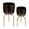 thumbnail image 2 of Sagebrook Home Metal 20" Planter On Tripod, Gunmetal/Gold, 2 of 5