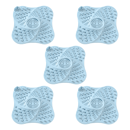 

5 Packs Drain Hair Catcher Durable Silicon Shower Hair Stopper with Suction Cup Drain Cover Easy to Install and Clean Suit Blue