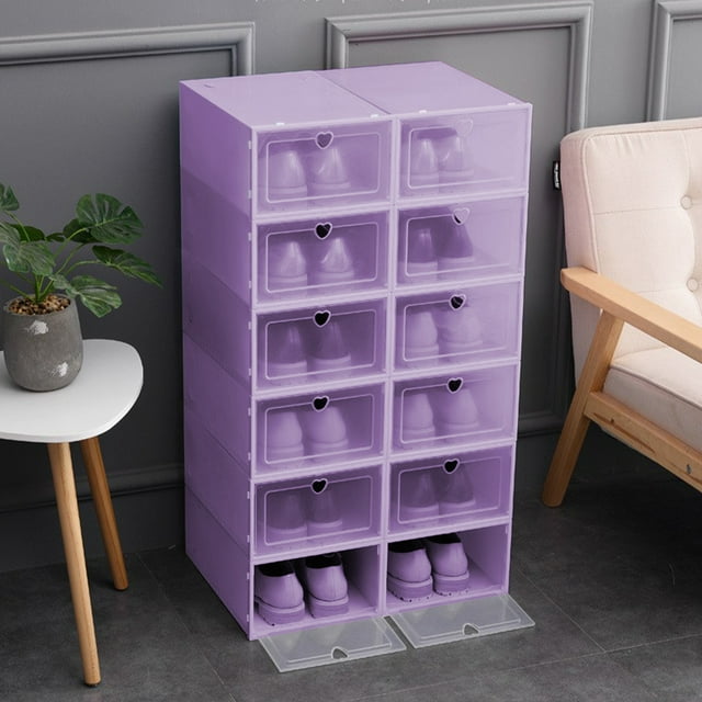 EGNMCR Transparent Plastic Shoe Box Organizer Large Peach Shoe Box Flip Drawer Shoe Box Household Shoe Box Thick Storage Boxes shoe boxes