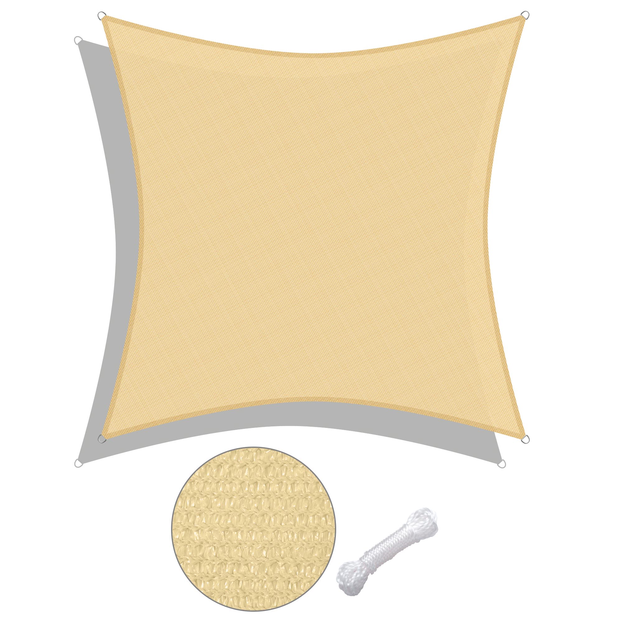 16x16 Ft 97 UV Block Square Sun Shade Sail Canopy Outdoor Patio