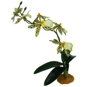 Komodo Silk Orchid Plant with Gravel Base, Aquarium Decor, 14 Inches Tall