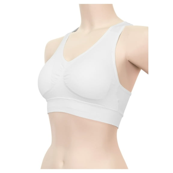 Women Seamless One Size Racerbak Active Sports Yoga Padded Bra - 6 Pack