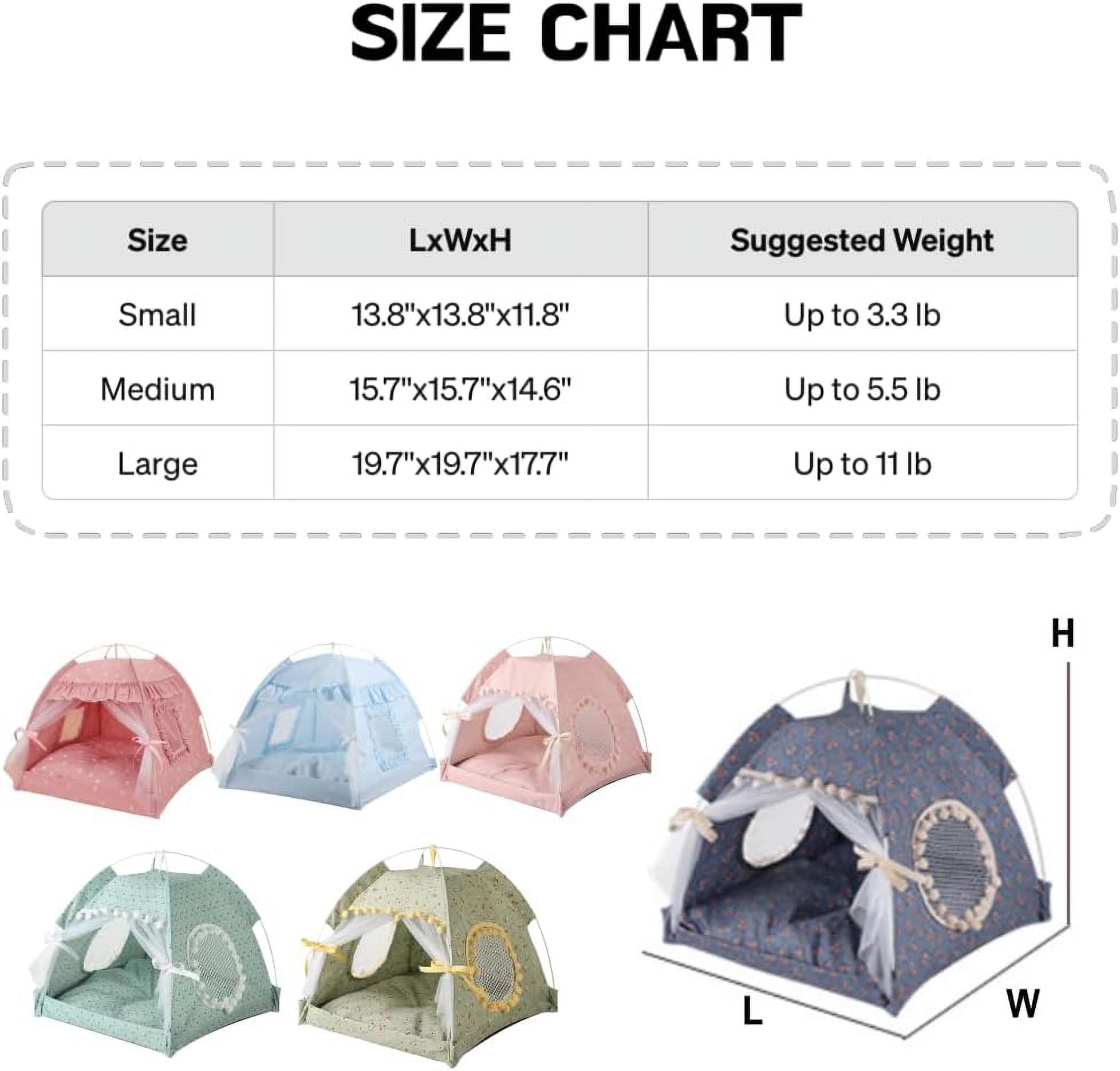 at Bed Tents Dog House Indoor Outdoor Lace Mesh Breathable Windows Door Curtains Removable Portable Nest Teepe House (Small,Green&Yellow)