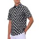 thumbnail image 4 of Camisa de vestir de manga corta con cuello de punto para hombre, estampado de lunares INSPIRE CHIC, color negro, 4 of 6