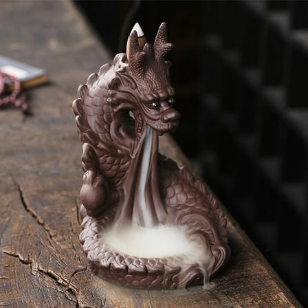 GOOHOCHY  Backflow Incense Burner Dragon Holder Shape Cones Office Brown