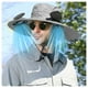thumbnail image 4 of Sombrero de Pescador de Verano con ventilador dual alimentado por energía solar y USB, Hombres, ventilador fuerte de viento, carga solar USB, gris, 4 of 6