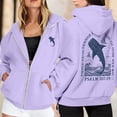 thumbnail image 2 of SONXAHE Shark Print Zip Up Hoodie Womens Oversized Long Sleeve Pocket Jacket Casual Outerwear, 2 of 6