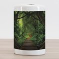 thumbnail image 2 of Tree Ceramic Toothbrush Holder, Illustration of a Pathway into a Mystic Rainforest, Decorative Versatile Countertop for Bathroom, 4.5" X 2.7", Yellow Green, 2 of 4