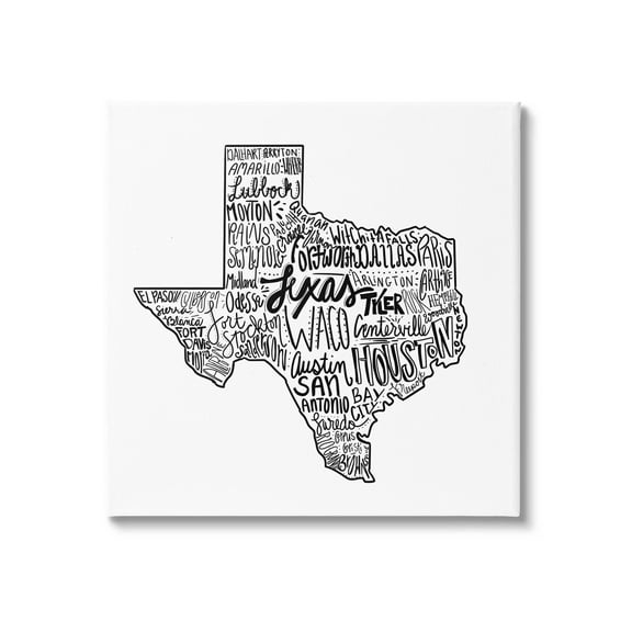 Stupell Industries Texas State Typography Graphic Art Gallery Wrapped Canvas Print Wall Art, Design by The Saturday Evening Post